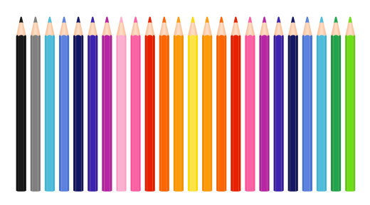 Result of a data collection: 24 pencils, all different colors.