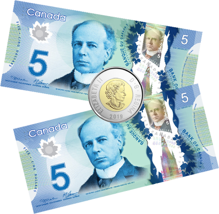 2 bills of 5 dollars and a coin of 2 dollars.