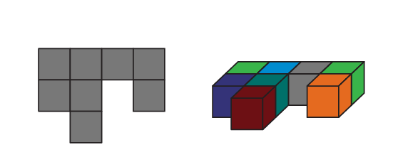 Il y a deux images. La première est la vue de dessus de la deuxième image, soit une structure de cube.