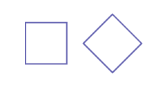 2 square figures. the first square is: « laying on the base. » The second square is: « standing on a corner »